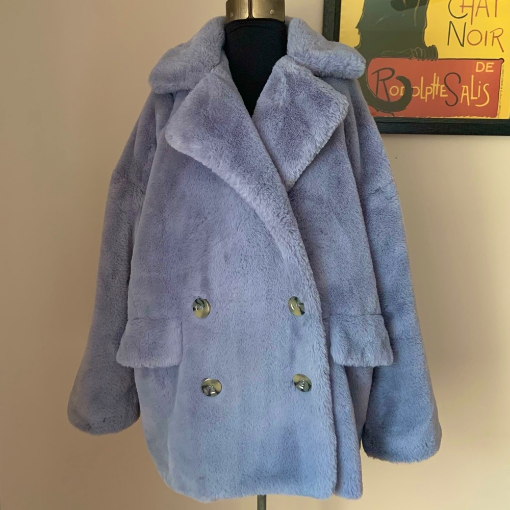 Free People Faux fur Button front Jacket Medium